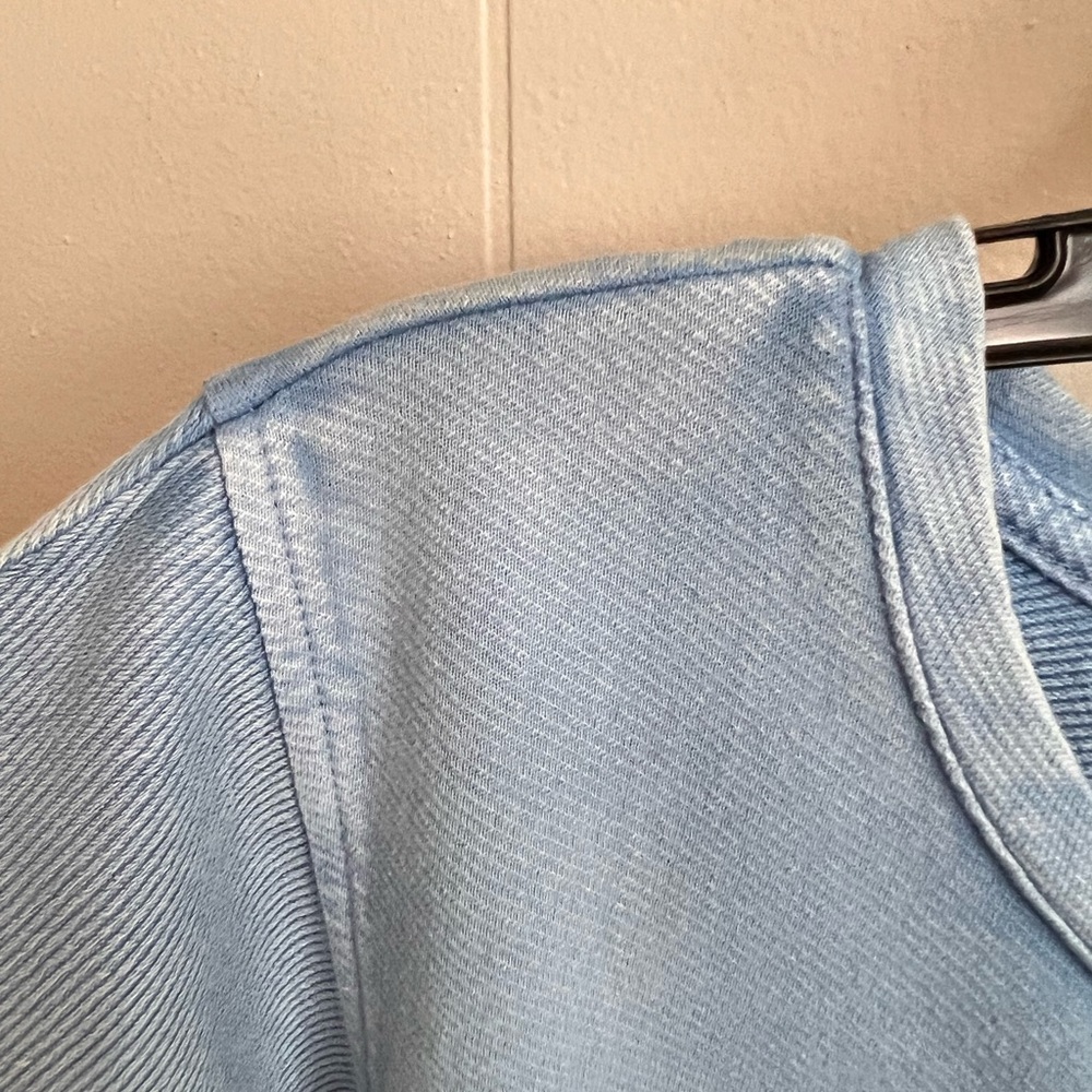 J.JILL Woman’s 3/4 sleeve pullover top.  Petite Large.  Blue with distressing.